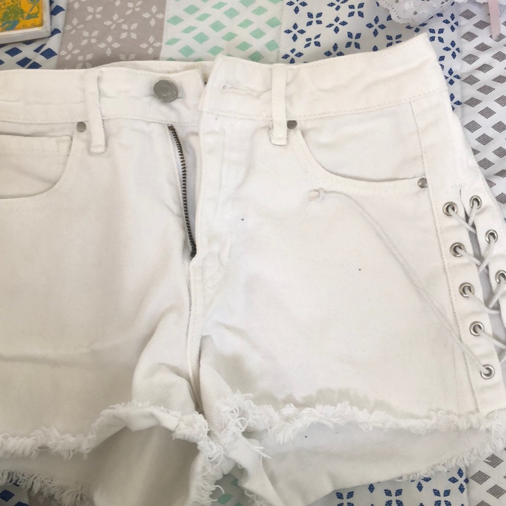 high rise pacsun white shorts